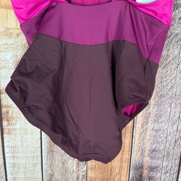 Athleta Swimsuit One Piece Coastline Electric Fuchsia Large Colorblock Summer - Picture 6 of 10